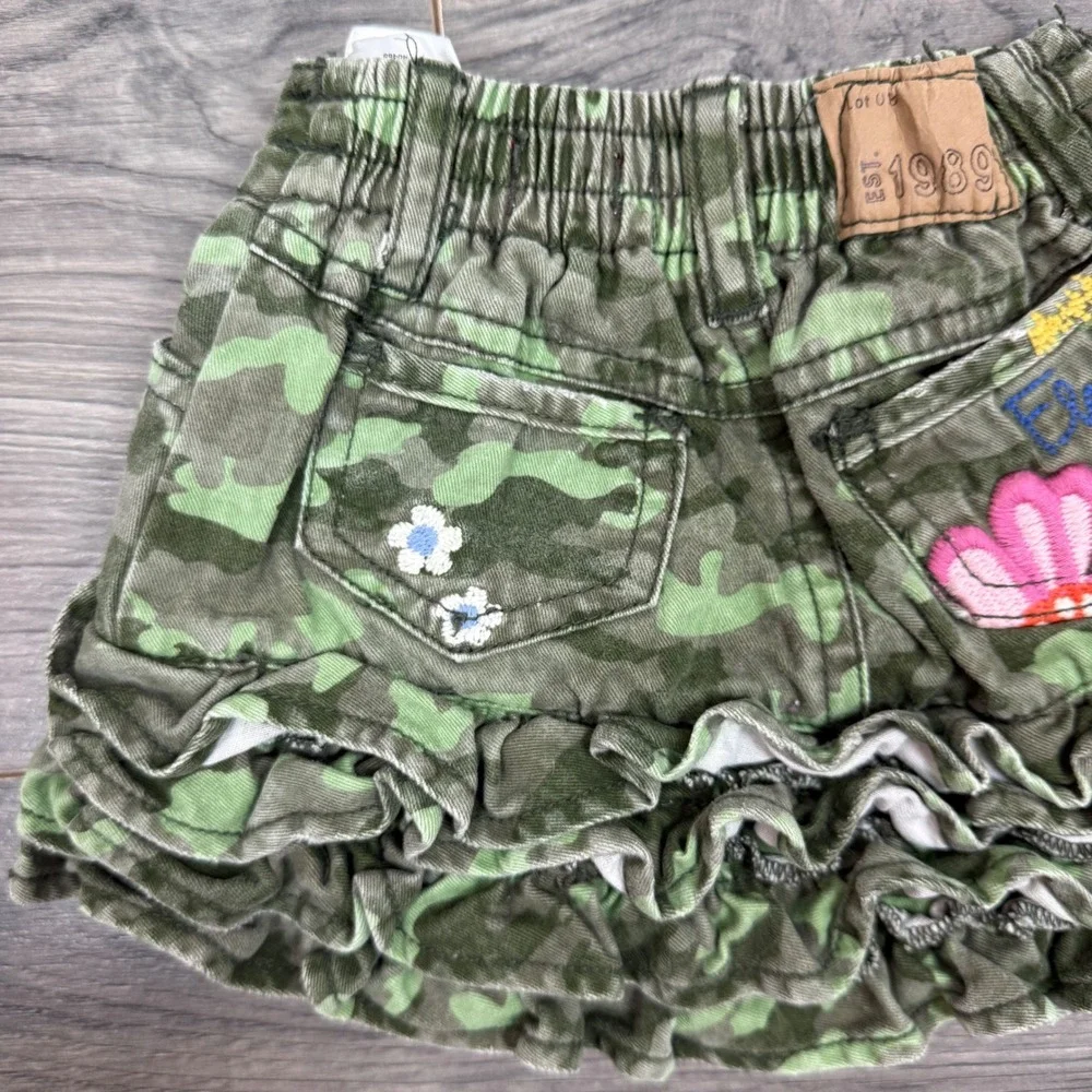 The Children's Place Baby Girls Y2K Camo Ruffle Skort Peace Love Butterfly 6-9 M